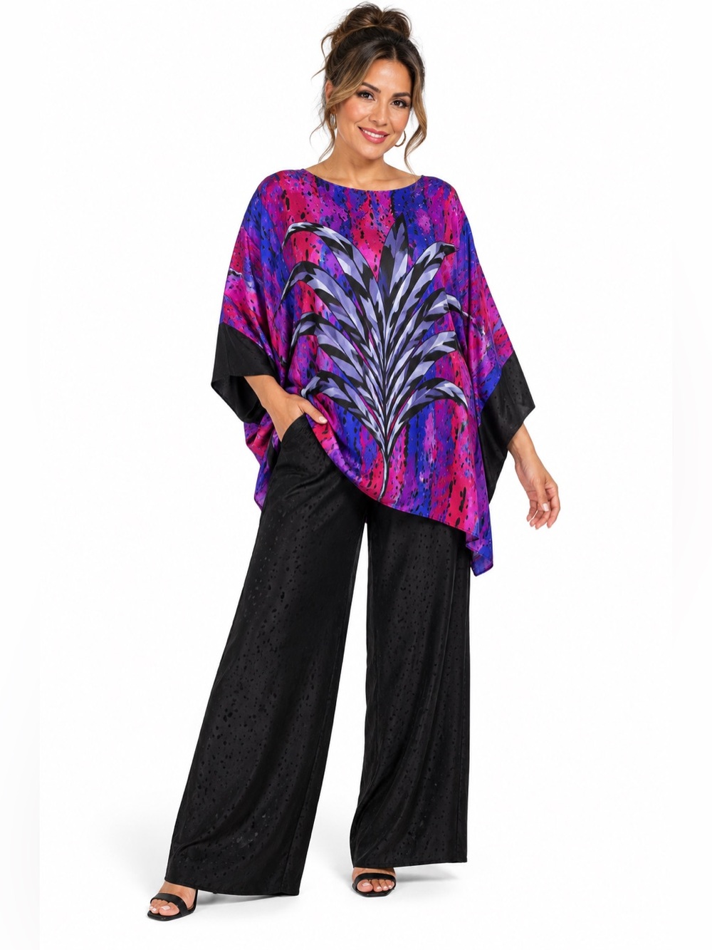 Vintage Bob Mackie Wearable Art Silk 2 Piece Top And Pant Set Size S NWT